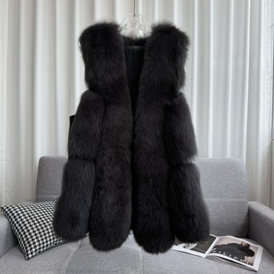 2024秋冬狐狸毛皮草大蜜蜂女加长款海宁真毛整皮厚实气质马甲坎肩