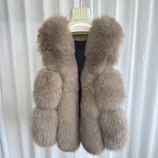 2024秋冬狐狸毛皮草马甲女皮毛一体海宁韩版 百搭毛毛背心 显瘦时尚