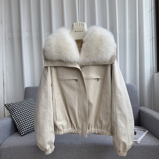 2025秋冬狐狸毛皮草女海宁真毛鹅绒时尚气质洋气宽松短款外套大衣