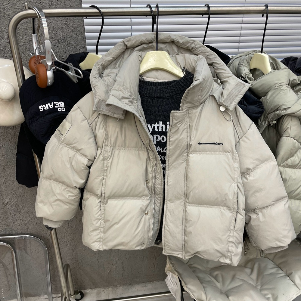 小刺绣连帽加绒羽绒服外套白鸭绒2024冬季新款童女童洋气羽绒衣