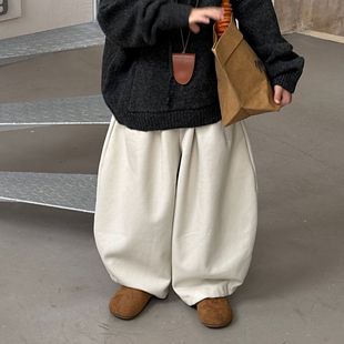 儿童保暖长裤 番薯弟弟 阔感休闲男童纯色加绒牛仔裤 韩版 2025冬季