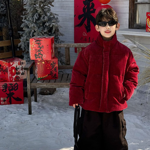 番薯弟弟 2025冬韩版儿童时尚加厚洋气新年羽绒服90白鸭绒外套潮