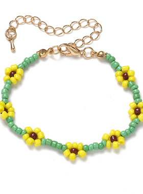 跨境外贸欧美风走创意夸张个性时尚欧美跨境花朵米珠弹力绳串珠