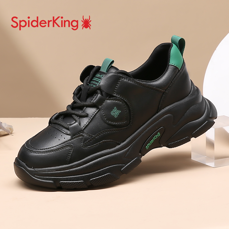 蜘蛛王老爹鞋女秋季真皮厚底