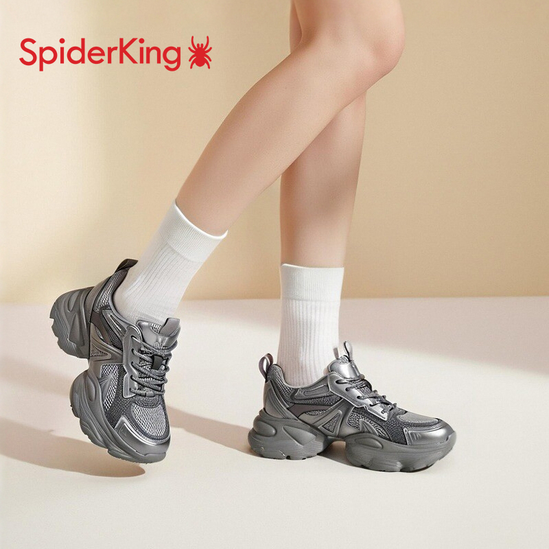 蜘蛛王女鞋2025新款秋季网面透气老爹鞋厚底增高女士休闲鞋运动鞋