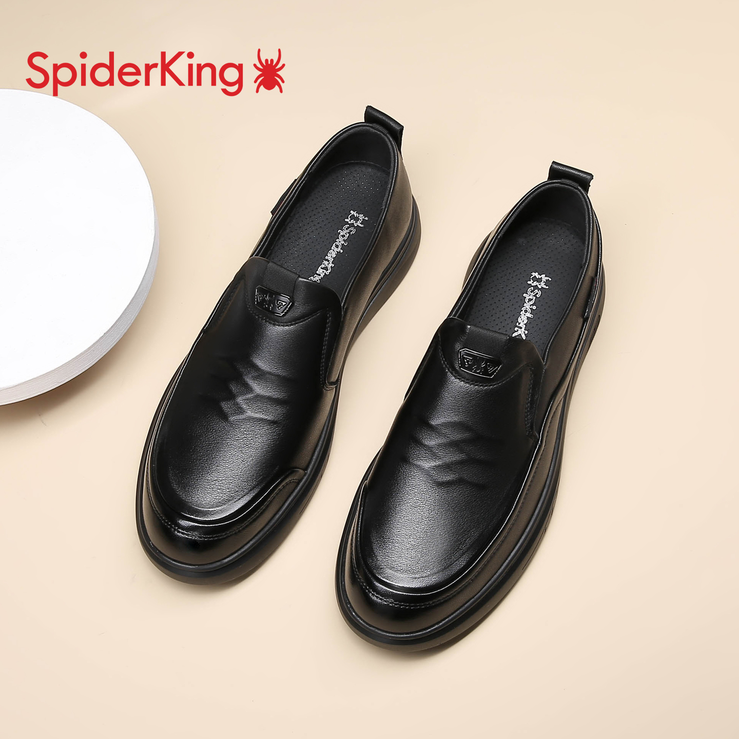 蜘蛛王蜘蛛王男鞋2025新款秋季真皮软底一脚蹬商务休闲皮鞋男
