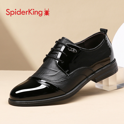 蜘蛛王皮鞋男2025秋季新款真皮英伦通勤男鞋亮皮漆皮商务休闲皮鞋