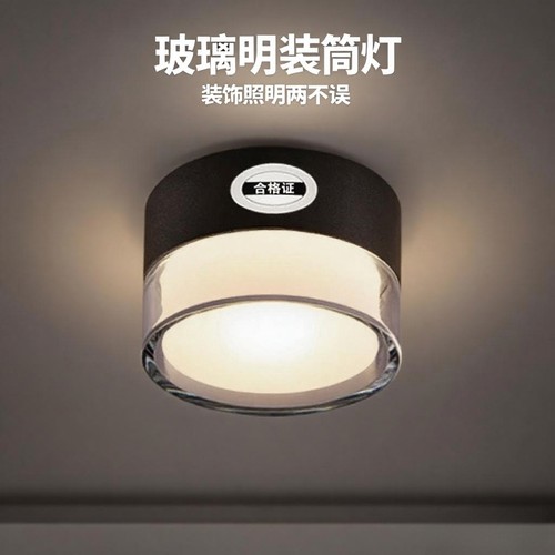 明装筒灯柔光不刺眼免开孔家用