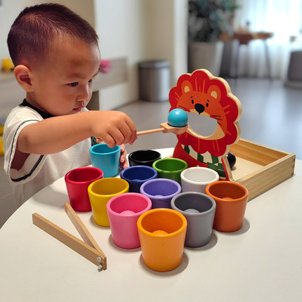 蒙特梭利颜色认知教具宝宝精细动作专注力训练早教益智玩具2岁1