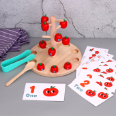 2岁3宝宝锻炼小手精细专注力摘苹果游戏蒙氏早教数字拼插益智玩具