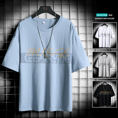 Mesh t-shirt men's Imitation cotton short sleeve summer casual loose round neck multi color base shirt