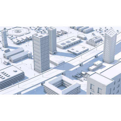 HB054C4D模型3D场景C4D工程源文件电商banner海报城市模型白模