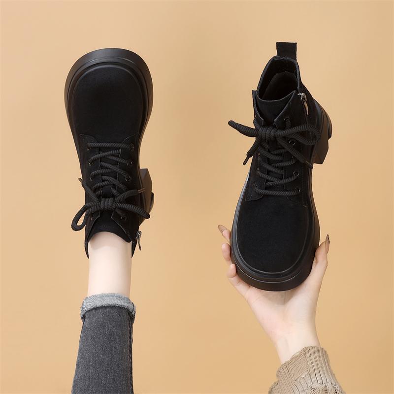 绒面时尚马丁靴女百搭厚底短靴