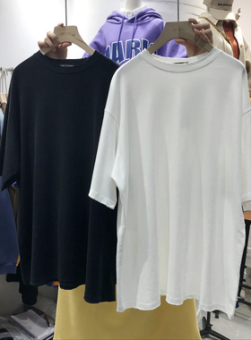 韩国东大门情侣装新款纯色短袖t恤女宽松韩版宽松显瘦上衣学生薄