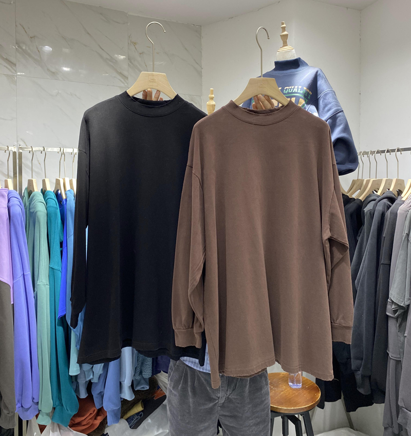 T恤女长袖T恤女中长款洗水棉长袖