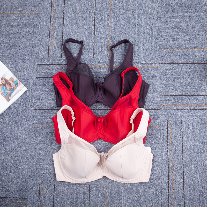 薄棉聚拢全罩杯大胸显小文胸欧美