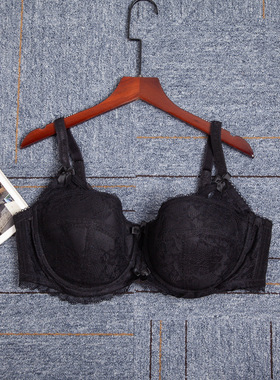 欧美大码文胸胖MM薄款黑色美胸文胸聚拢收副乳全罩杯85-105DEFGH