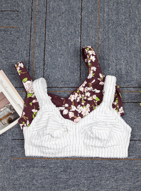 欧美大码印花内衣棉质妈妈舒适文胸宽肩带全罩杯（85-105BCDEF）