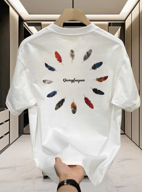 跨境专供好货100%纯棉美式潮流短袖男t恤圆领上衣新款潮牌insT恤