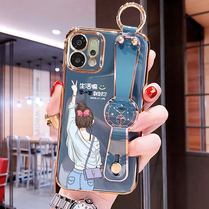 适用opporeno14手机壳新款reno14pro生活嘛腕带款保护套reno13电镀硅胶防摔reno13pro女新款