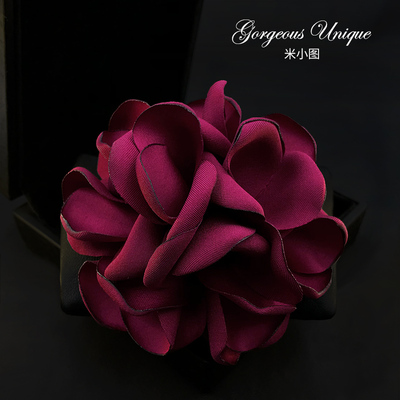 1536 米小图原创布艺大花朵胸针 高档精致雅色布料胸花女别针配饰