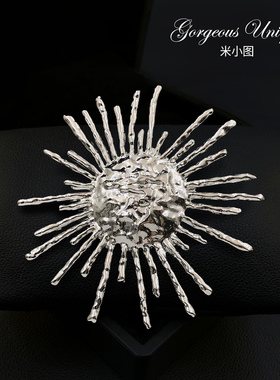 米小图2107 精致复古太阳花胸针时尚巴洛克胸花别针金属徽章配饰