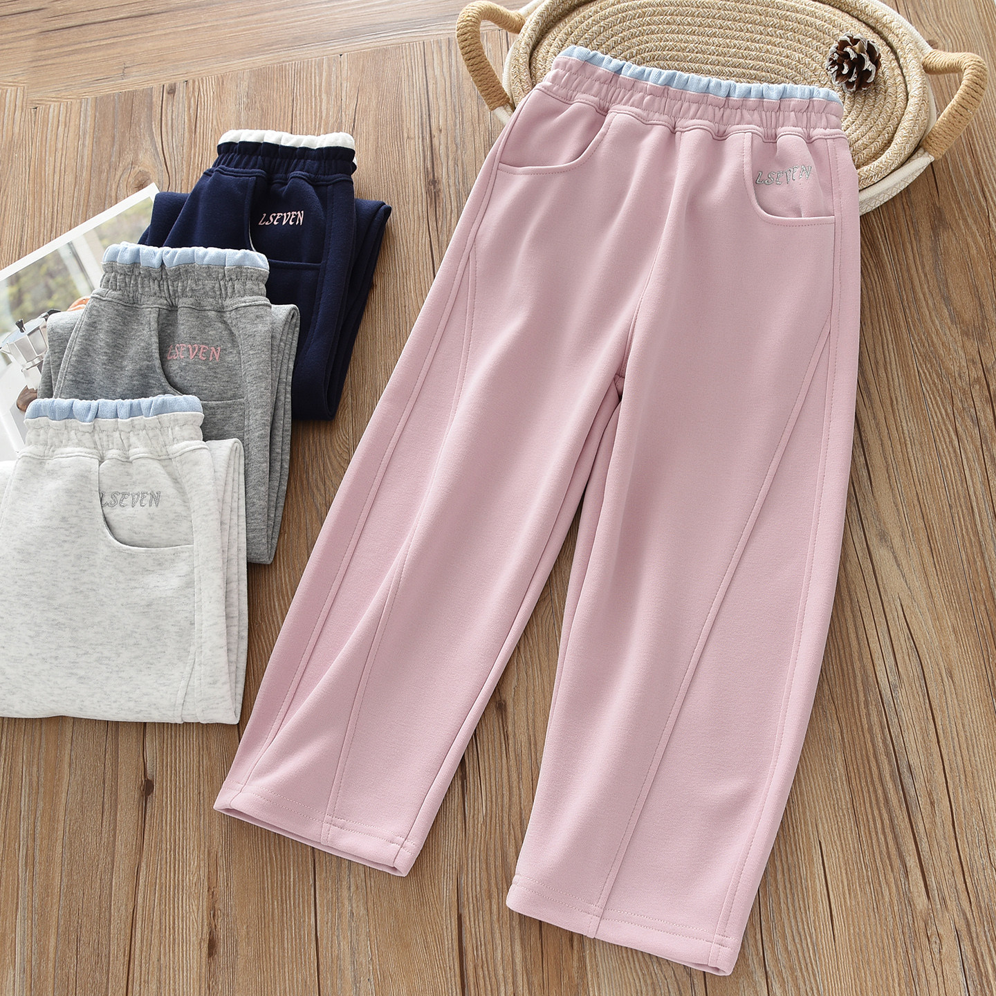 男女童加绒运动裤加厚卫裤