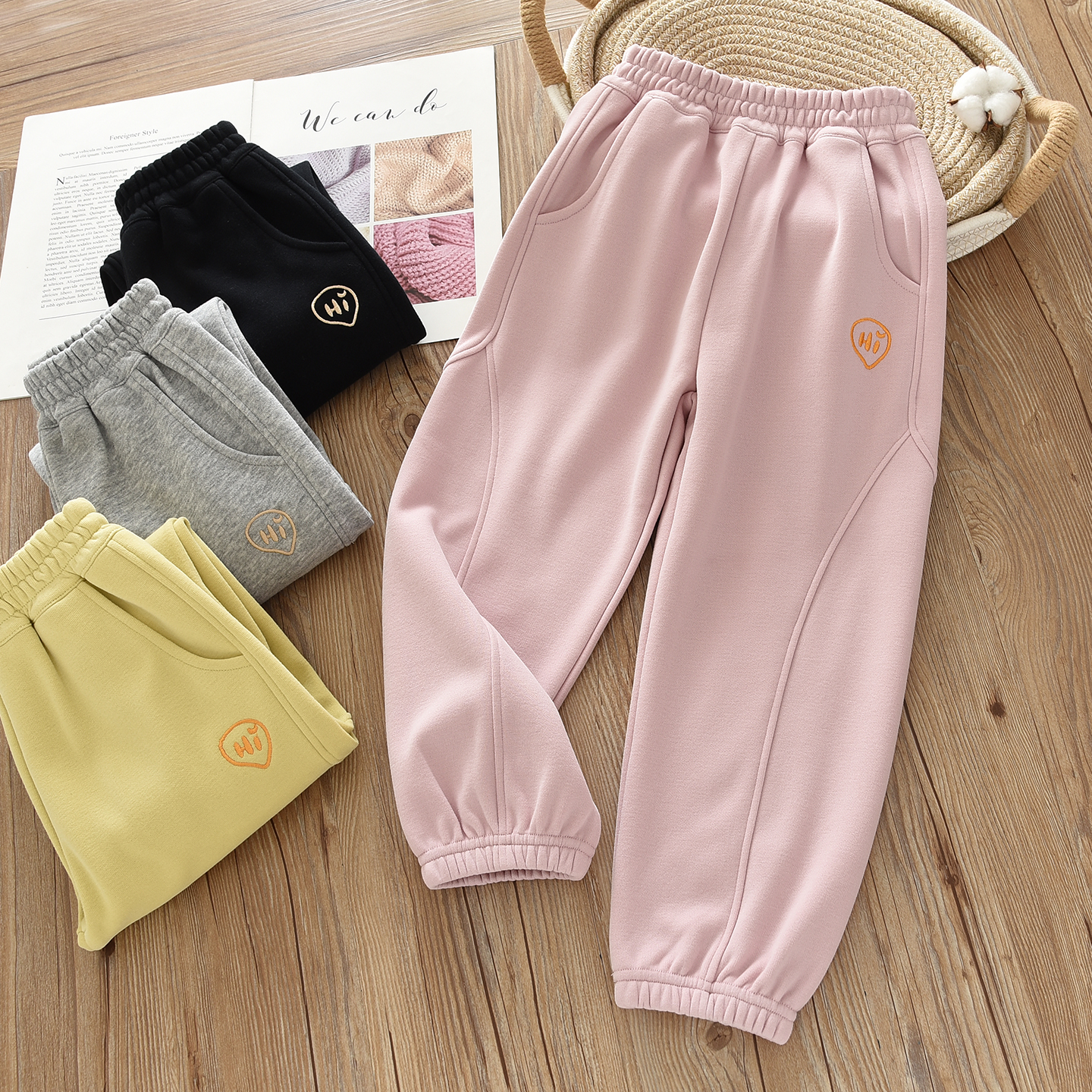 洋气童装2025秋款儿童男女童保暖运动裤子宝宝中大童束口卫裤长裤