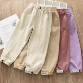 裤 宝宝中大童束口工装 2026春秋儿童女童纯棉高弹休闲裤 洋气童装