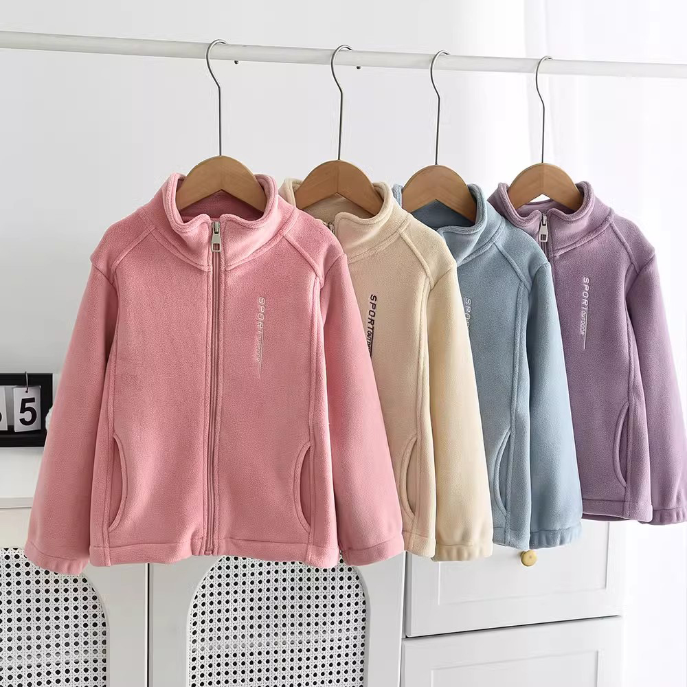 女童加绒柔软拉链衫外套