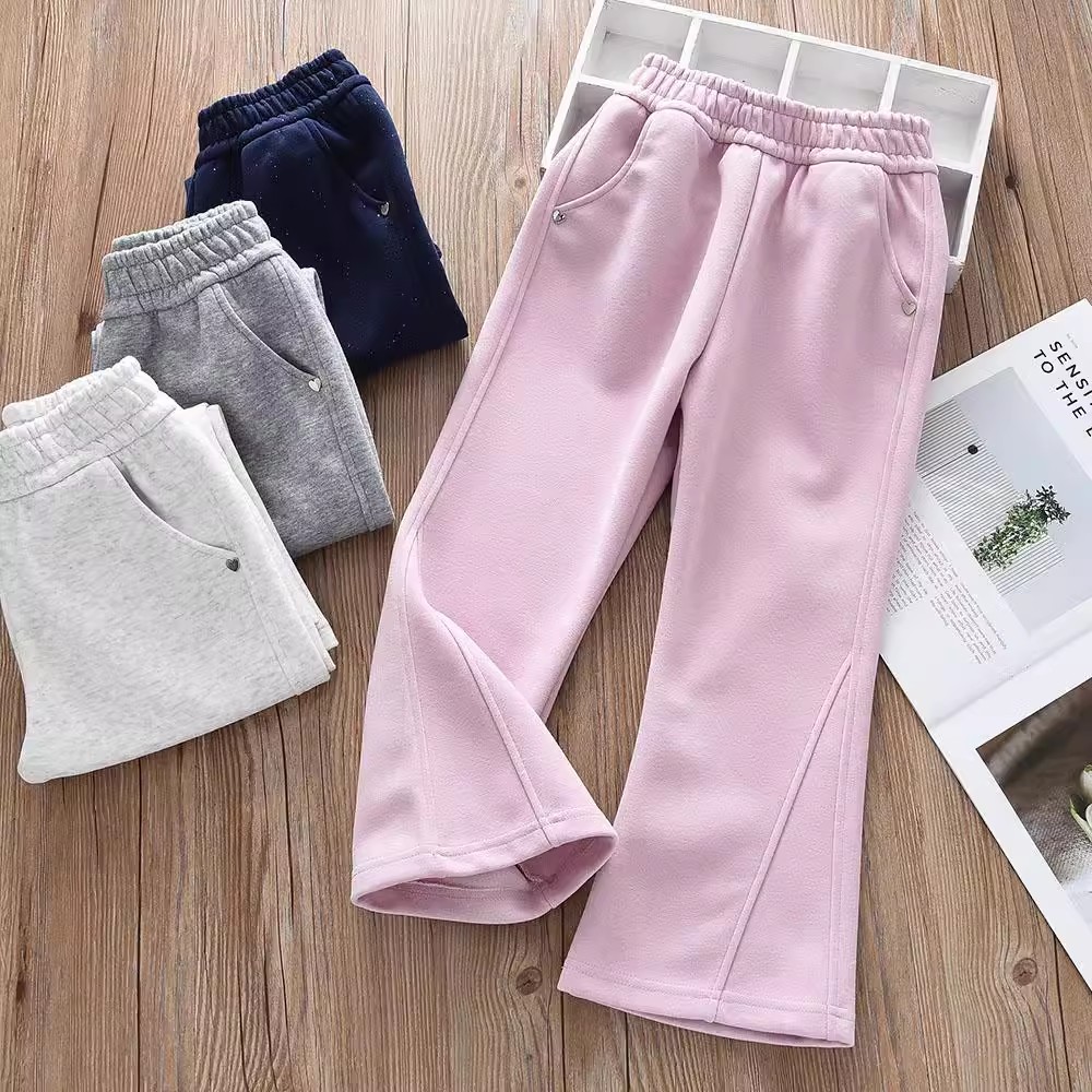 时尚女童春款撒银喇叭裤