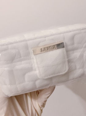 包邮LAMER海蓝之谜白色绒面小云朵化妆包/收纳盒化妆盒