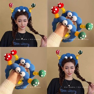 搞怪可爱蘑菇发箍女高颅顶洗脸头箍高级感洋气时尚创意网红发饰品