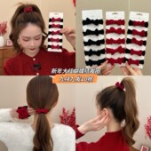 新年高品质蝴蝶结红色发绳秋冬加粗加厚高弹力甜美百搭发圈女头绳