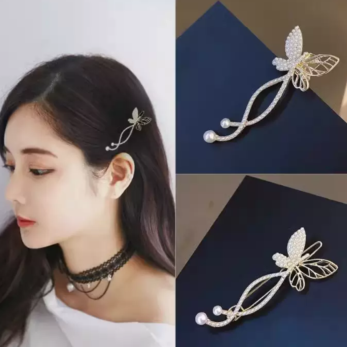 蝴蝶发夹刘海夹碎发网红后脑勺高档边夹侧边发卡发饰成人新款爆款