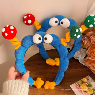 搞怪可爱蘑菇发箍女高颅顶洗脸头箍高级感洋气时尚创意网红发饰品