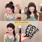 绕布带齿梳波浪发箍女高颅顶洗脸头箍纹理感碎发压发发卡头饰发捆