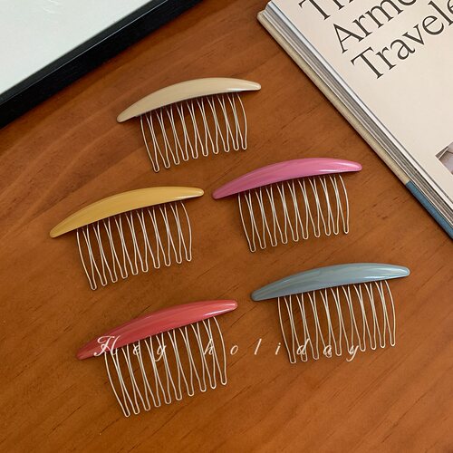 简约刘海碎发梳~盘发夹防滑发卡后脑勺彩色古风发饰百搭少女发梳