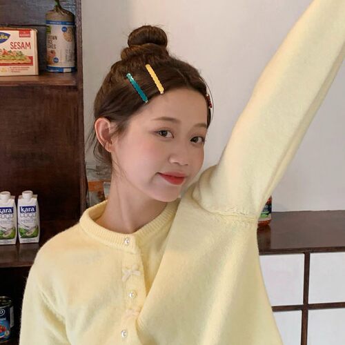 彩色波浪豆豆发夹可爱少女刘海夹一字夹发卡甜美百搭碎发夹子发饰