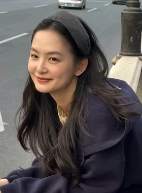 易梦玲同款复古针织坑条加宽发箍遮发缝增高颅顶防滑发卡压发饰带