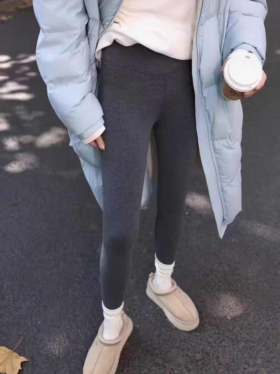 GYStudio秋冬新款一体绒高弹打底裤女冬高腰修身加绒加厚保暖长裤
