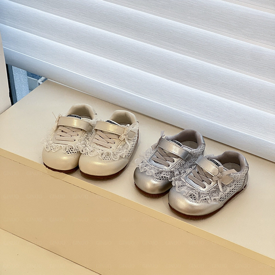 SHE IS EMMA春夏新款 韩版缪系单网女童运动鞋春夏魔术贴休闲鞋