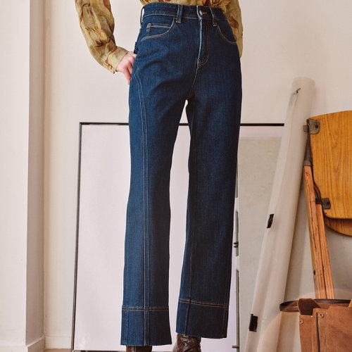 秘密盒子摩登街霸 Chl*e奶奶裤侧缝前移显瘦筷子腿九分直筒牛仔裤