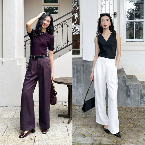 秘密盒子一期一遇 天丝亚麻轻盈干爽时髦法式高个子直筒长裤