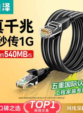 山泽网线千兆六类家用连接线网络超5五6类万兆路由器电脑宽带10米
