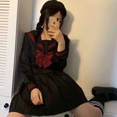 赤三本正统JK制服基础款正版水手服全套大码中间服女学生班服套装