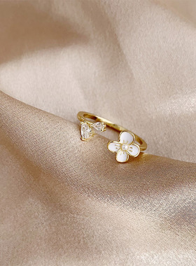 山茶花戒指女ins潮小众高级感食指少女感