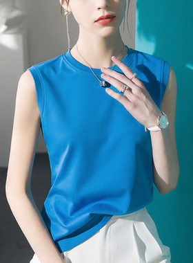防晒丝光棉砍袖T恤女宽松休闲