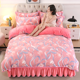 A类牛奶绒床上四件套2025新款 珊瑚绒被套加绒单独法兰绒床单被罩