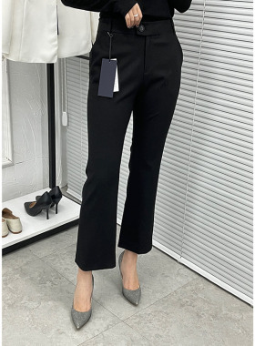 FLK068 女士休闲裤 直筒微廓 棉麻质感面料 有垂感易打理 OL通勤